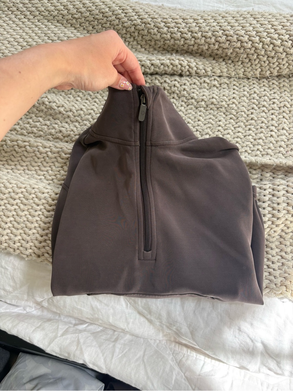 lululemon athletica Quarter-Zip Pullover in Dark Brown